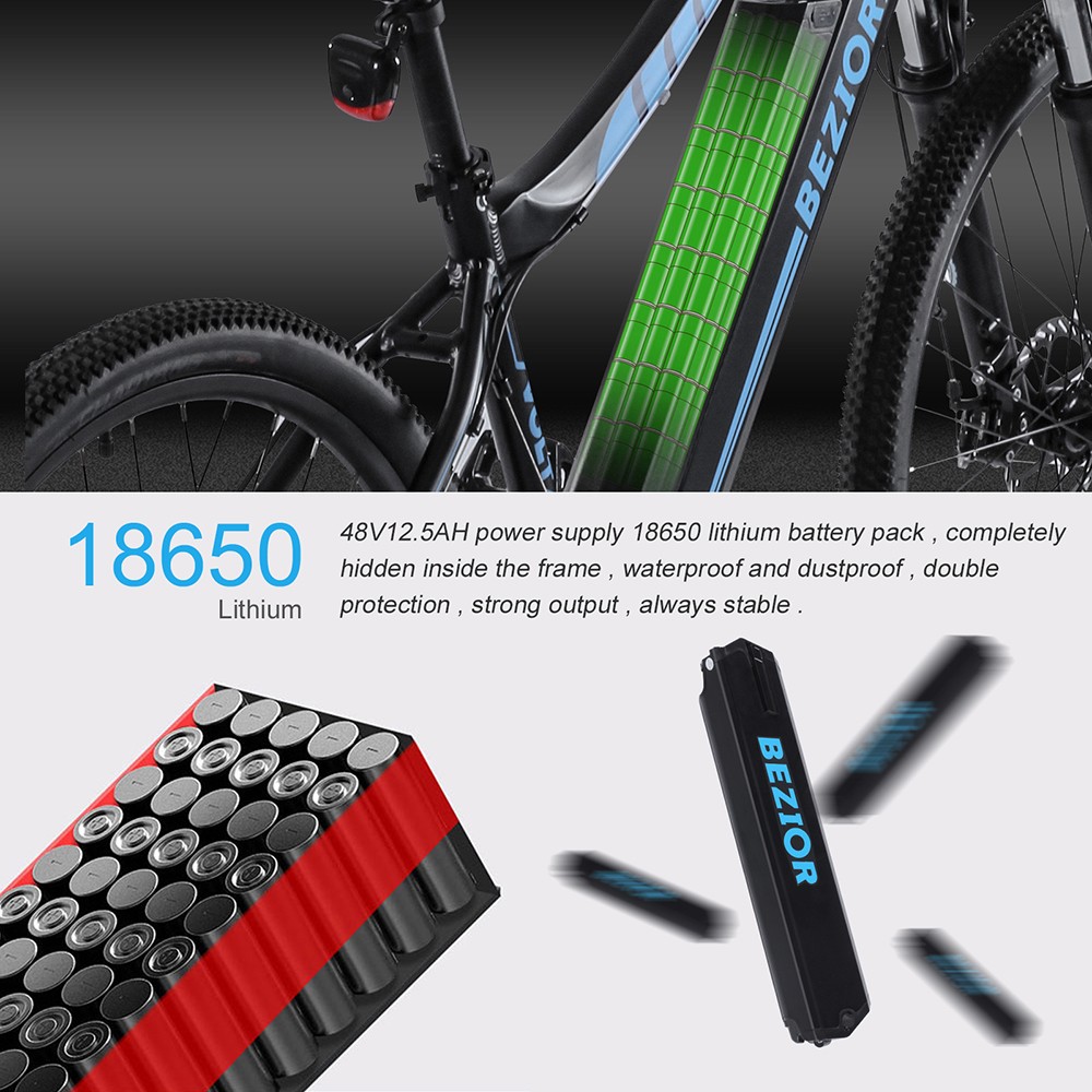 Bezior M1 Electric Bike 27.5 inch Tire 48V 12.5Ah Battery 80km Range 250W Brushless Motor 25km/h Max Speed Frame Shimano 7-speed Shift