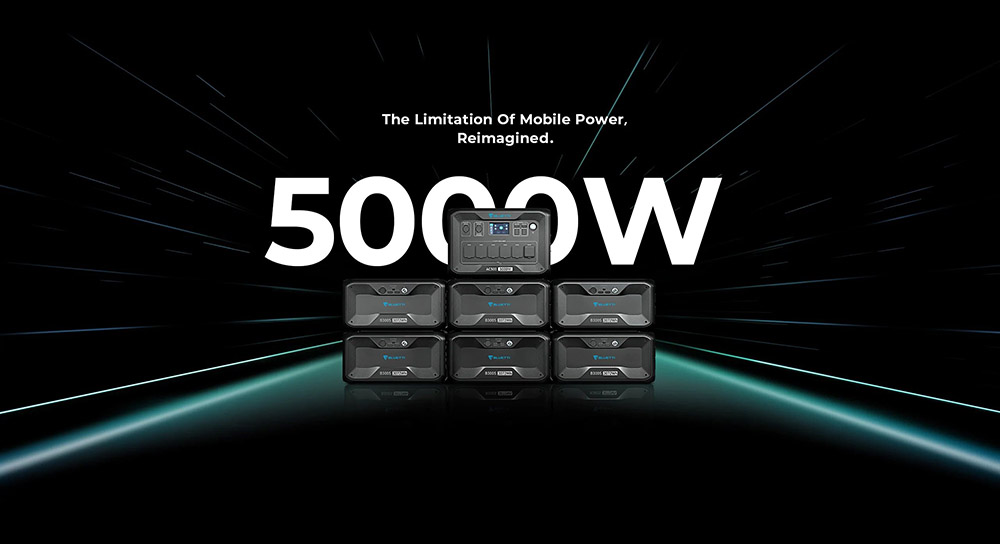 BLUETTI AC500 5000W Home Backup Expandable Power Station, 3000W Solar Input, 5000W AC Outlets, Expandable Capacity From 3072Wh to 18432Wh, 16 Outputs, APP Control