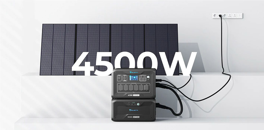 BLUETTI AC500 5000W Home Backup Expandable Power Station, 3000W Solar Input, 5000W AC Outlets, Expandable Capacity From 3072Wh to 18432Wh, 16 Outputs, APP Control