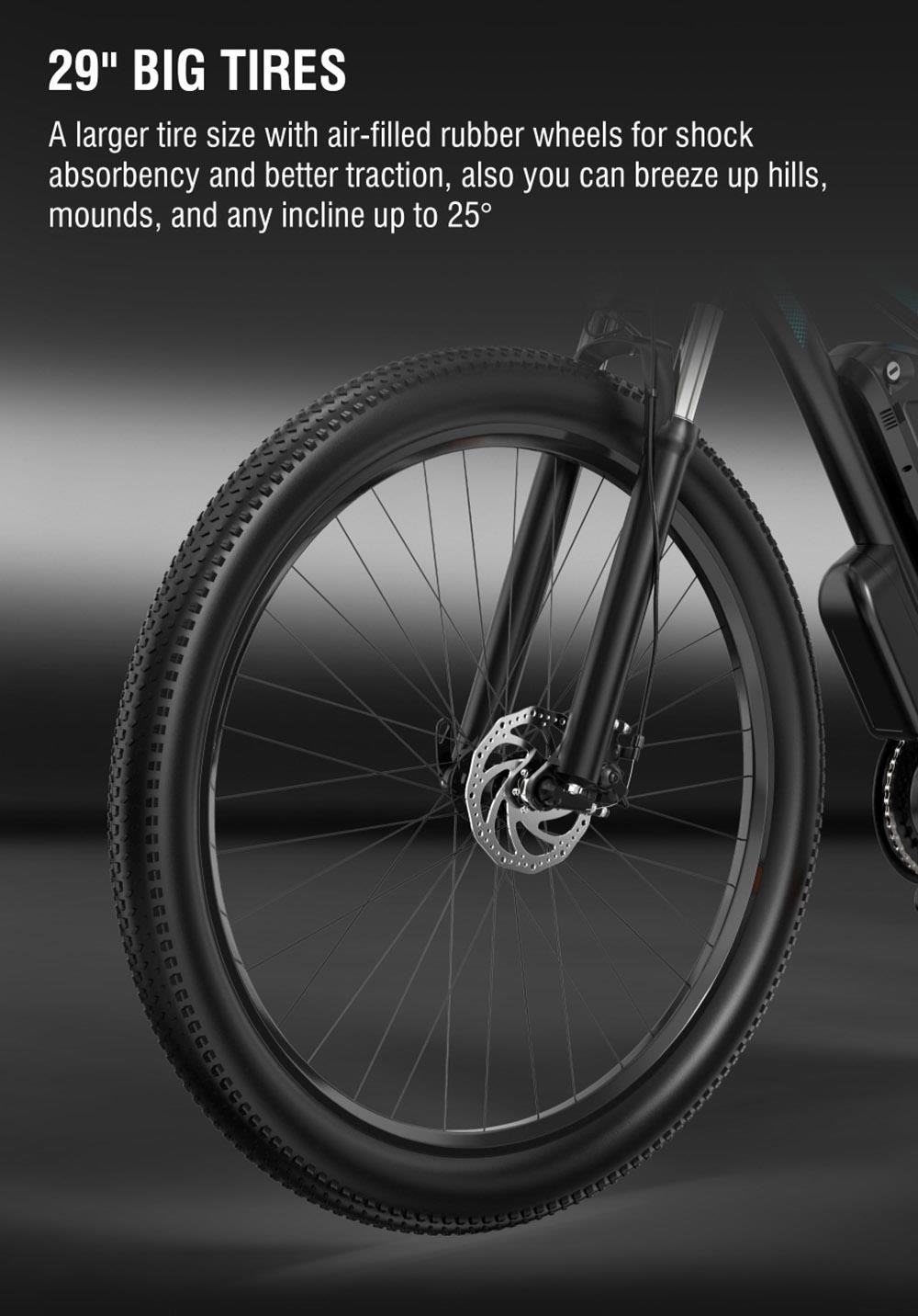 DUOTTS C29 Electric Bike 750W 29*2.1 inch Wheel 48V 15Ah Battery 50km Range 50km/h Max Speed Shimano 21 Speed Gear Electric Mountain Bike with Rear Rack