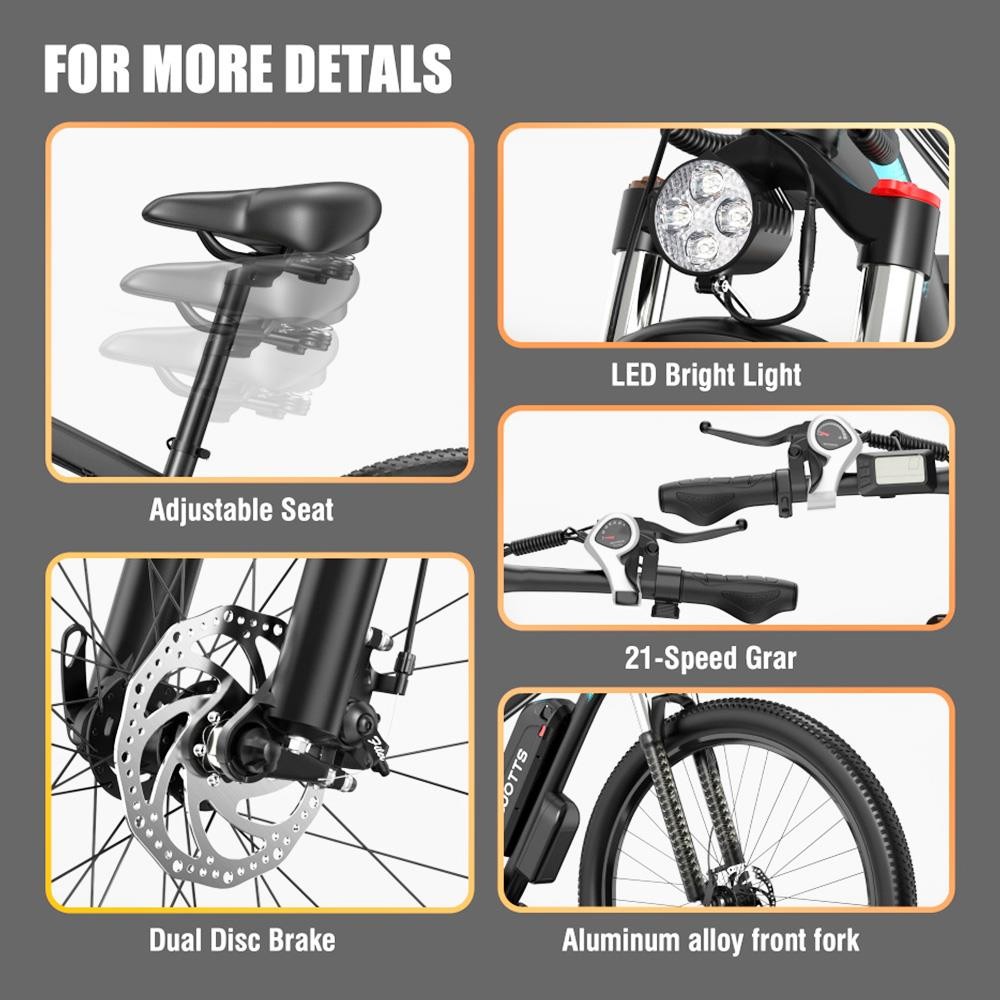 DUOTTS C29 Electric Bike 750W 29*2.1 inch Wheel 48V 15Ah Battery 50km Range 50km/h Max Speed Shimano 21 Speed Gear Electric Mountain Bike with Rear Rack