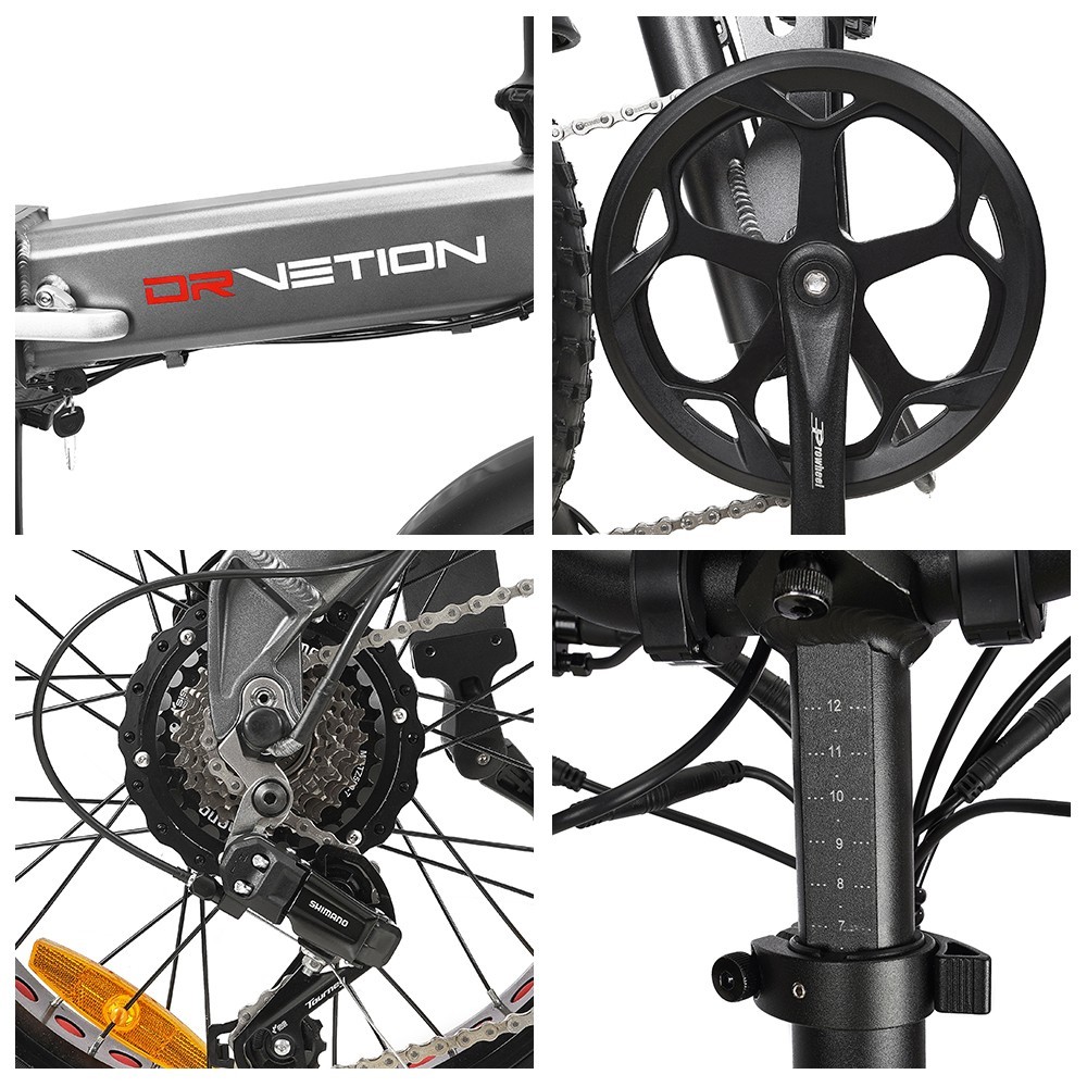 DrveTion BT20 Folding Electric Bike 20*4.0 inch Fat Tire 750W Motor 48V 10Ah Samsung Battery 45km/h Max Speed 40-60km Range Disc Brake