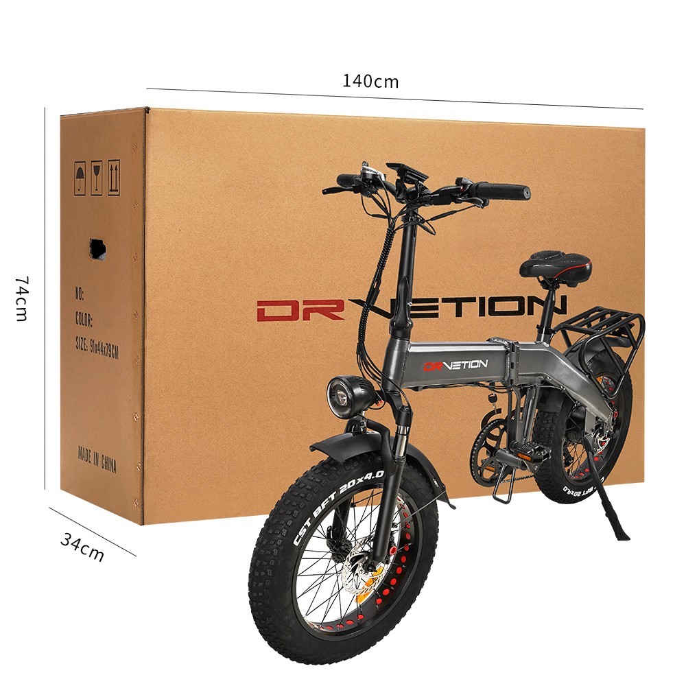 DrveTion BT20 Folding Electric Bike 20*4.0 inch Fat Tire 750W Motor 48V 10Ah Samsung Battery 45km/h Max Speed 40-60km Range Disc Brake
