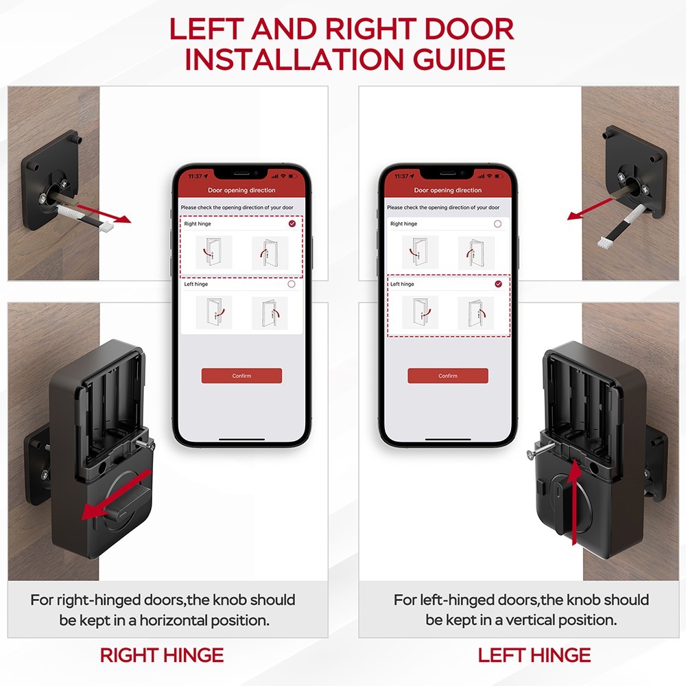 Geek Smart L-F401 4 in 1 Keyless Entry Smart Deadbolt Door Locks, with Keypad, App Control, IC Card, Mechanical Key, IP65 Waterproof, for Both Left and Right - Black