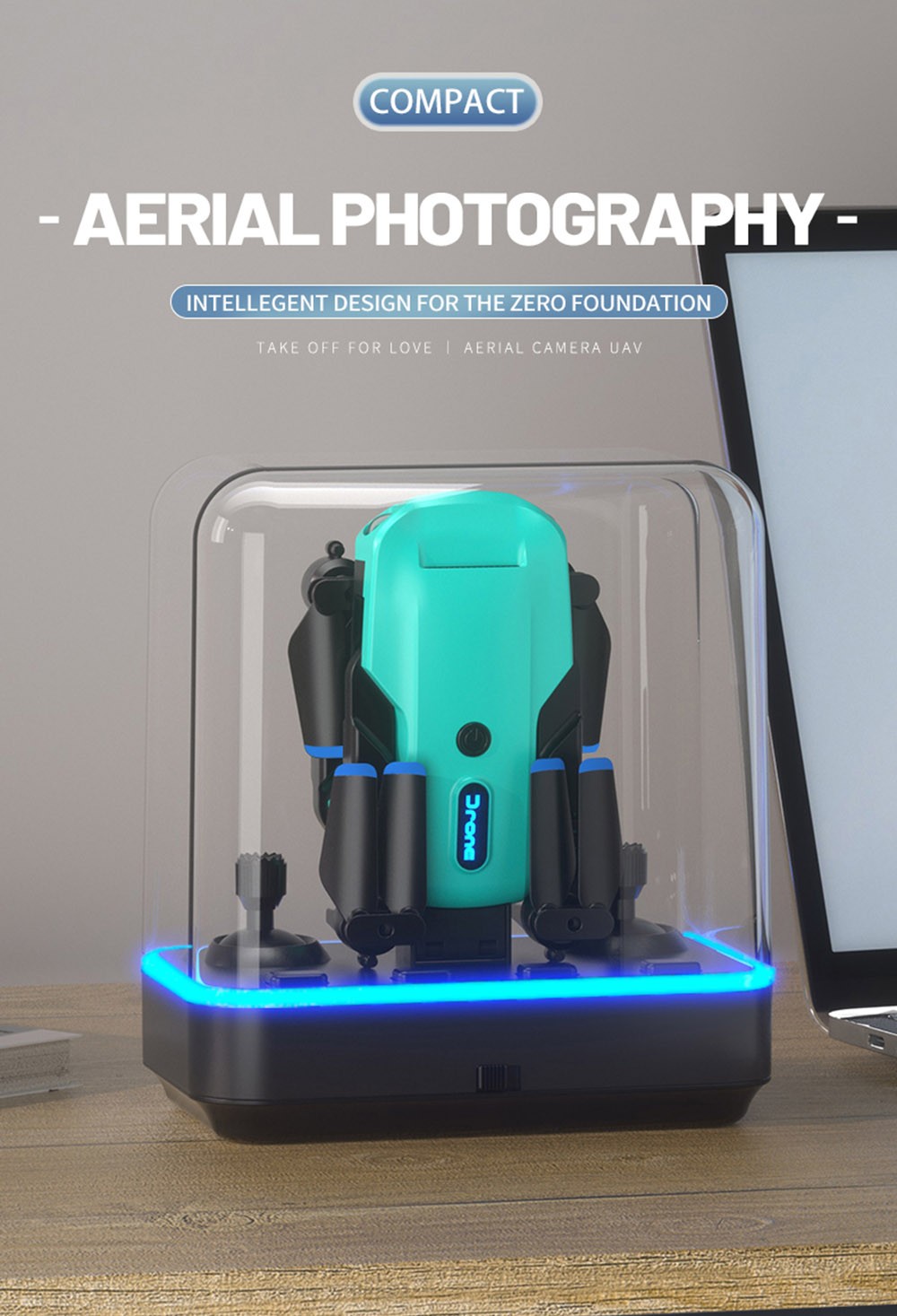 JJRC H111 WiFi FPV RC Drone with HD Dual Camera Altitude Hold Optical Flow Positioning Integrated Storage - 2 Batteries