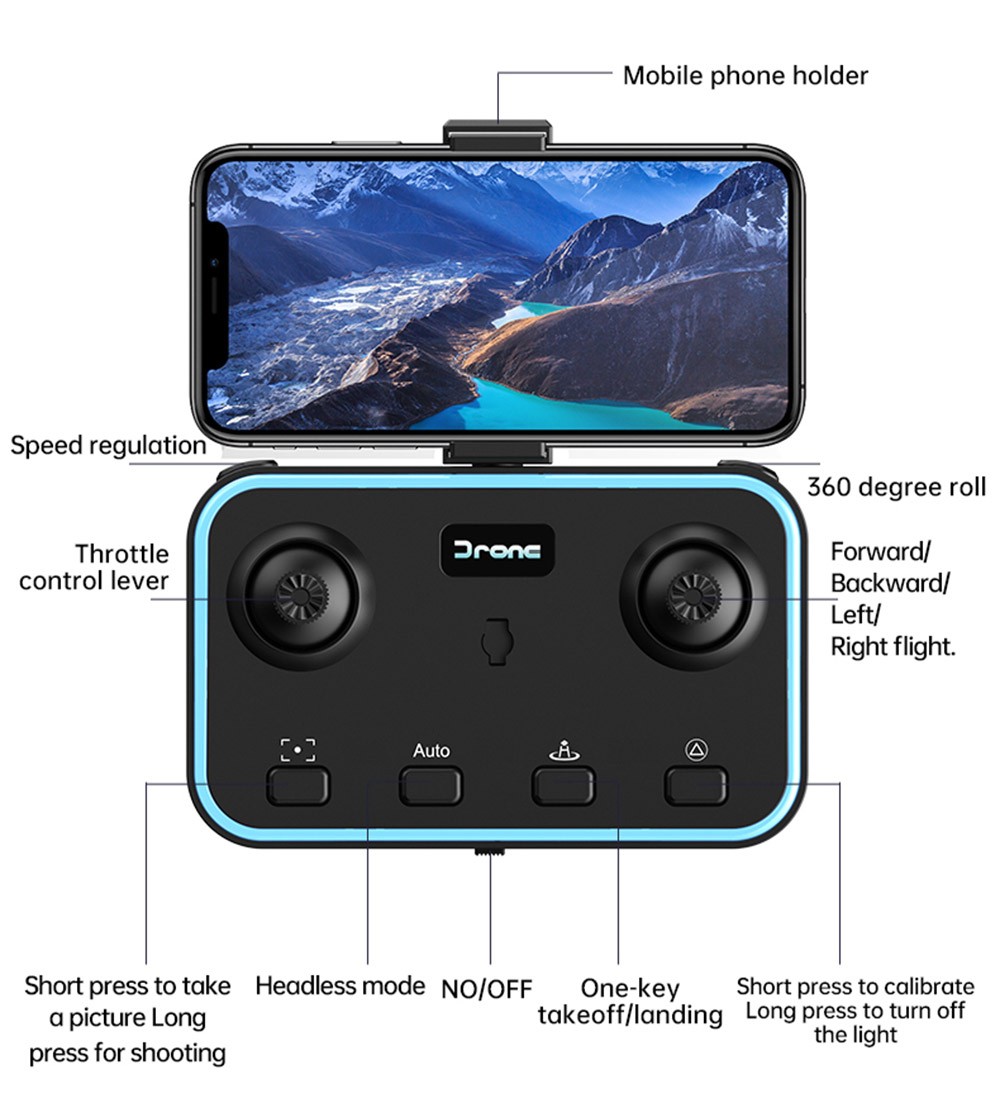 JJRC H111 WiFi FPV RC Drone with HD Dual Camera Altitude Hold Optical Flow Positioning Integrated Storage - 2 Batteries