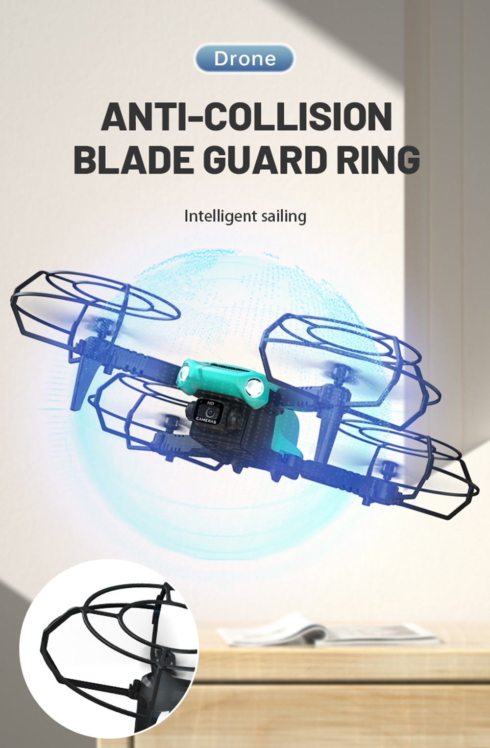 JJRC H111 WiFi FPV RC Drone with HD Dual Camera Altitude Hold Optical Flow Positioning Integrated Storage - 2 Batteries