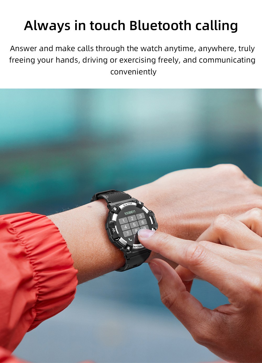 LOKMAT ATTACK 2 Pro Smartwatch 1.39'' TFT LCD Screen Bluetooth 5.2 IP68 Waterproof Heart Rate & Blood Pressure Monitor, Fitness Tracker - Blue