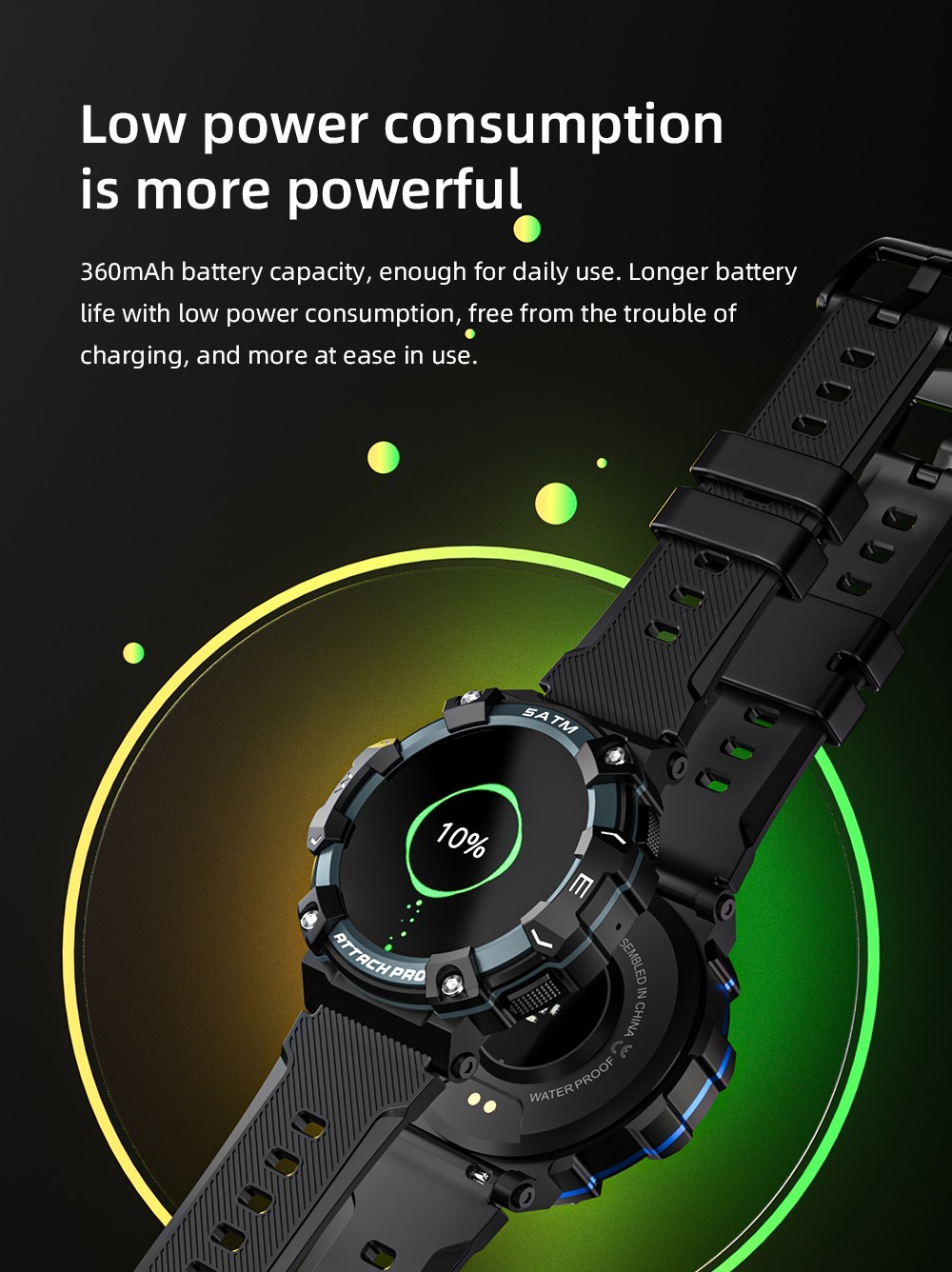 LOKMAT ATTACK 2 Pro Smartwatch 1.39'' TFT LCD Screen Bluetooth 5.2 IP68 Waterproof Heart Rate & Blood Pressure Monitor, Fitness Tracker - Blue