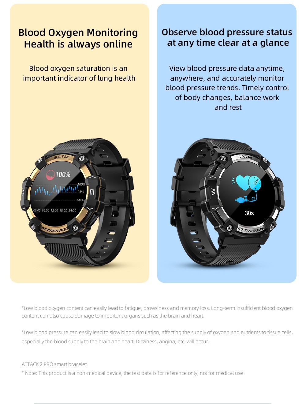 LOKMAT ATTACK 2 Pro Smartwatch 1.39'' TFT LCD Screen Bluetooth 5.2 IP68 Waterproof Heart Rate & Blood Pressure Monitor, Fitness Tracker - Silver