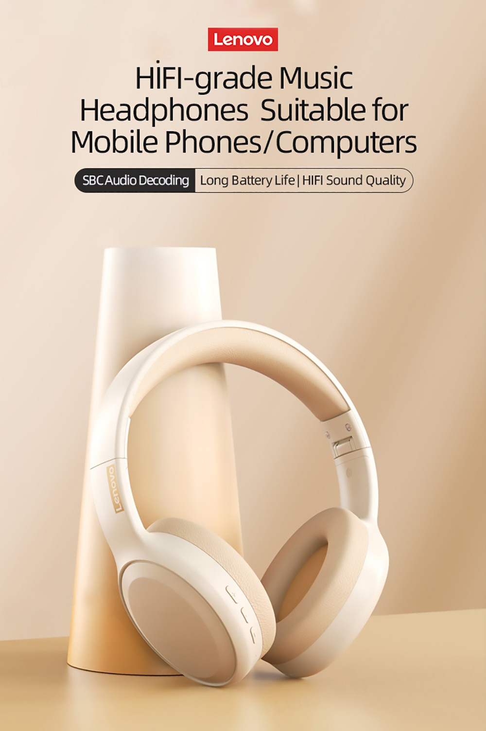 Lenovo TH30 Headset ANC Headset Bluetooth 5.1 Pink