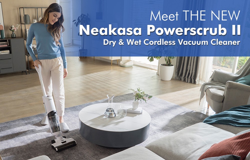 Neakasa PowerScrub 2 Wet Dry Cordless Vacuum Cleaner, 3 in 1 Vacuum Wash and Mop, 18000Pa Strong Suction, 780ml Clean Water Tank, Self-Cleaning, Eco / Max mode, Up to 30 mins Runtime, LCD Display