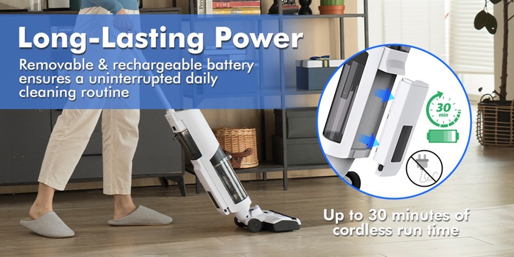 Neakasa PowerScrub 2 Wet Dry Cordless Vacuum Cleaner, 3 in 1 Vacuum Wash and Mop, 18000Pa Strong Suction, 780ml Clean Water Tank, Self-Cleaning, Eco / Max mode, Up to 30 mins Runtime, LCD Display