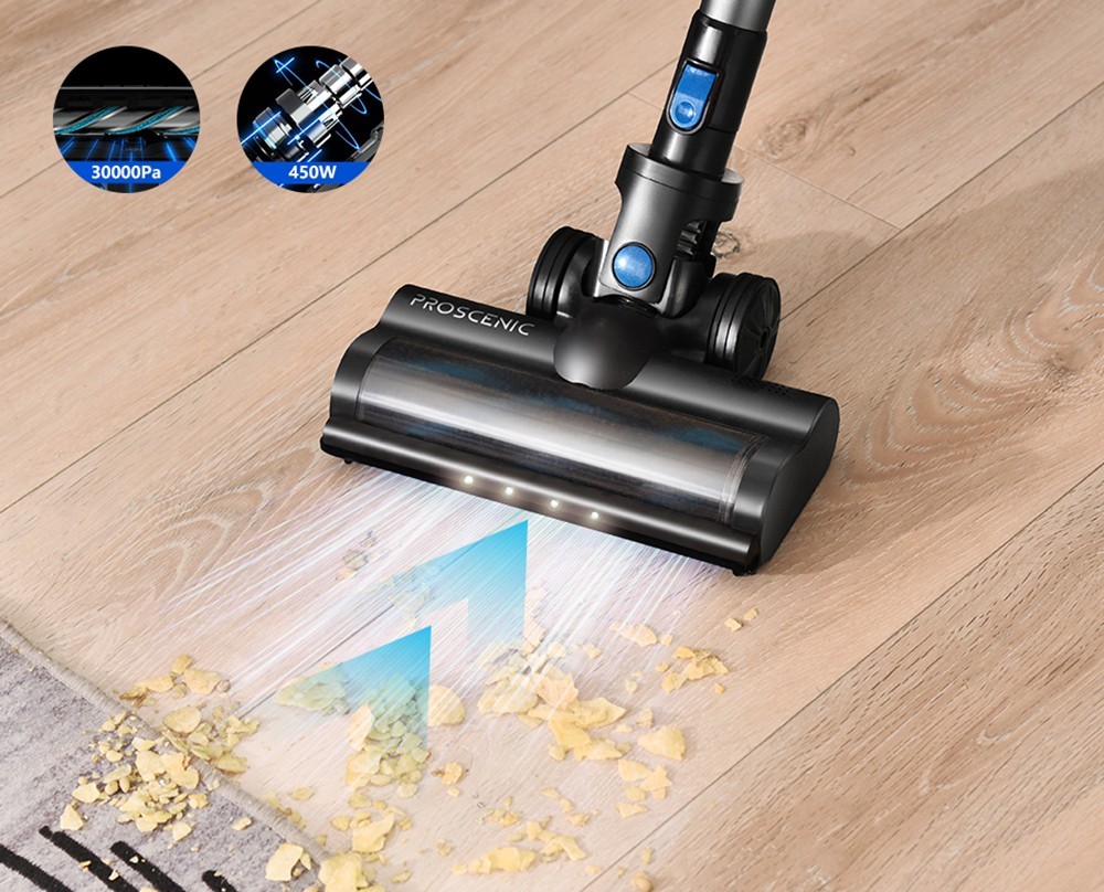 Proscenic P11 Smart Cordless Vacuum Cleaner, 30000Pa Suction, 650ml Dustbin, 4-Stage Filtration System, Up to 60Mins Runtime, LED Touch Screen, Smart App Display