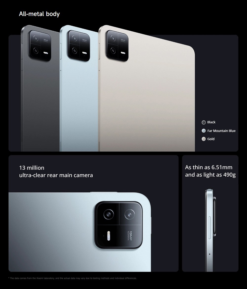 Xiaomi Pad 6 CN Version Snapdragon 870 Processor, Android 13, 8GB RAM 128GB ROM, 13MP Rear Camera 8MP Front Camera Dual-band WiFi - Blue