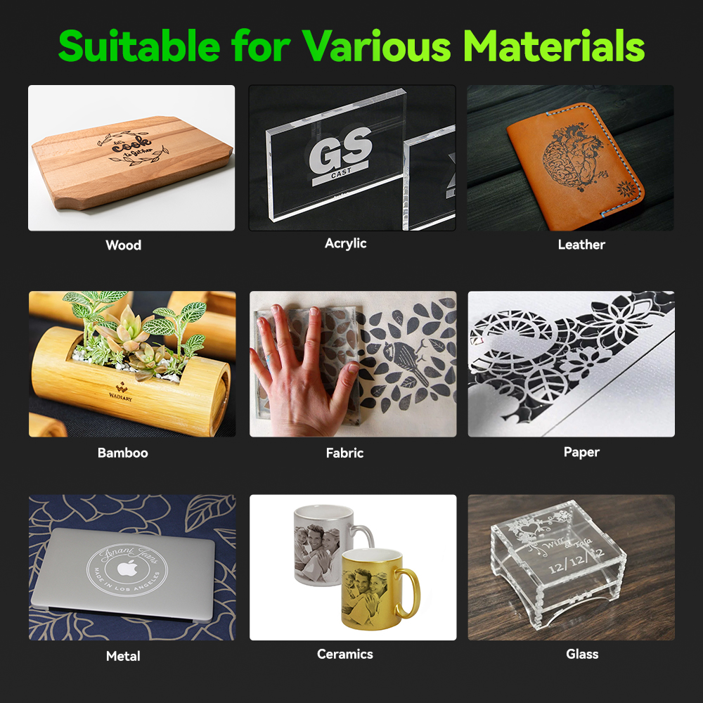 Makibes X1 5.5W Laser Engraver, 0.07*0.08mm Compressed Spot, 0.01mm Accuracy, 8000mm/min Engraving Speed, Engraver On Wood/Paper/Cardboard/Plastic/PCB board/Stainless Steel/Ceramic/Cloth, 410*400mm