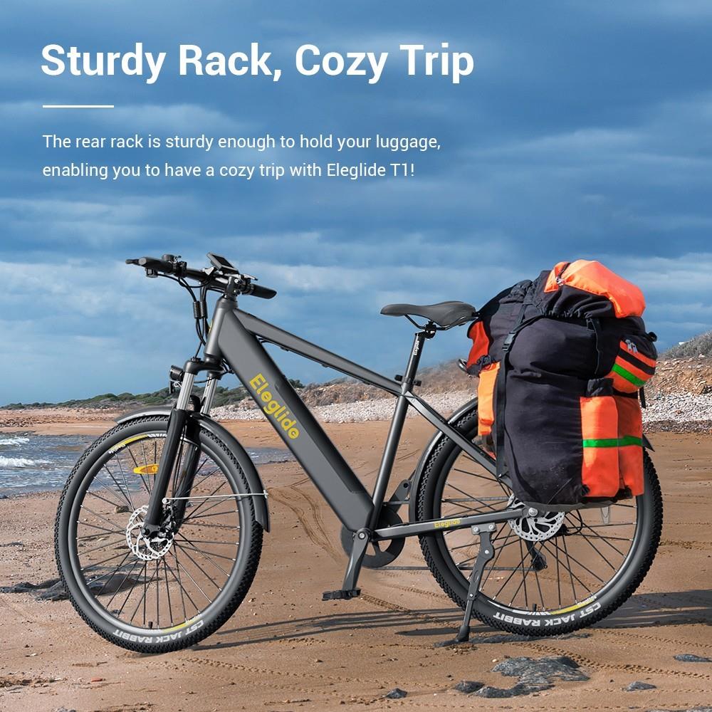 ELEGLIDE T1 Electric Trekking Bike Trekking E-Bike 27.5 Inch CST Tires 36V 13AH Battery 250W Motor Shimano 7 Gears Max Speed 25Km/h Max Range 100KM Max Load 120KG IPX4 Waterproof Dual Disk Brake - Black