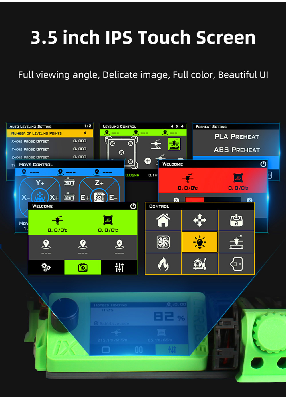 Lerdge iX 3D Printer Kit, Auto Leveling, 0.1mm Printing Accuracy, 200mm/s Printing Speed, PEI Flexible Sheet, 3.5 Inch IPS Touch Screen, TMC2226 Silent Driver, Resume Printing, Full-Metal Extruder, 180*180*180mm - Yellow