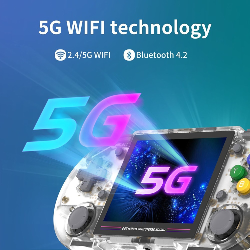 ANBERNIC RG353PS Game Console 128GB TF Card - White Transparent