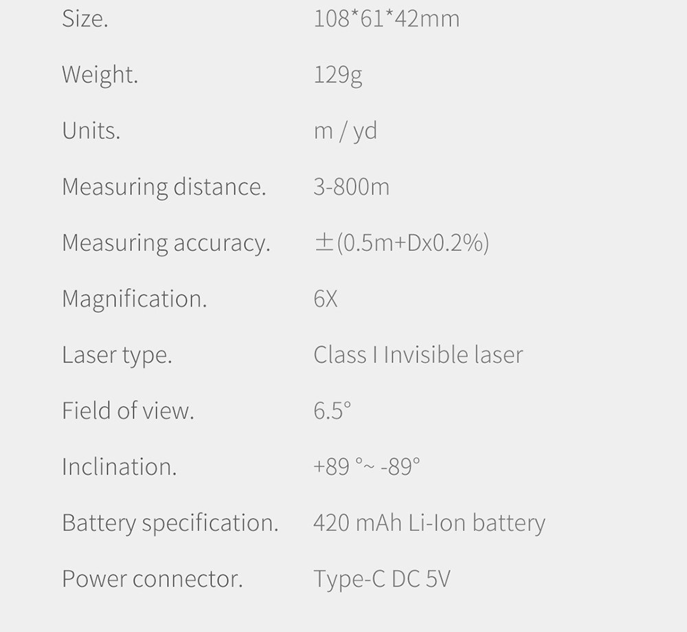 Xiaomi Duka R1 LCD Screen Sightseeing Telescope Rangefinder for Golf Sport, Hunting, Survey, Travel - 800M