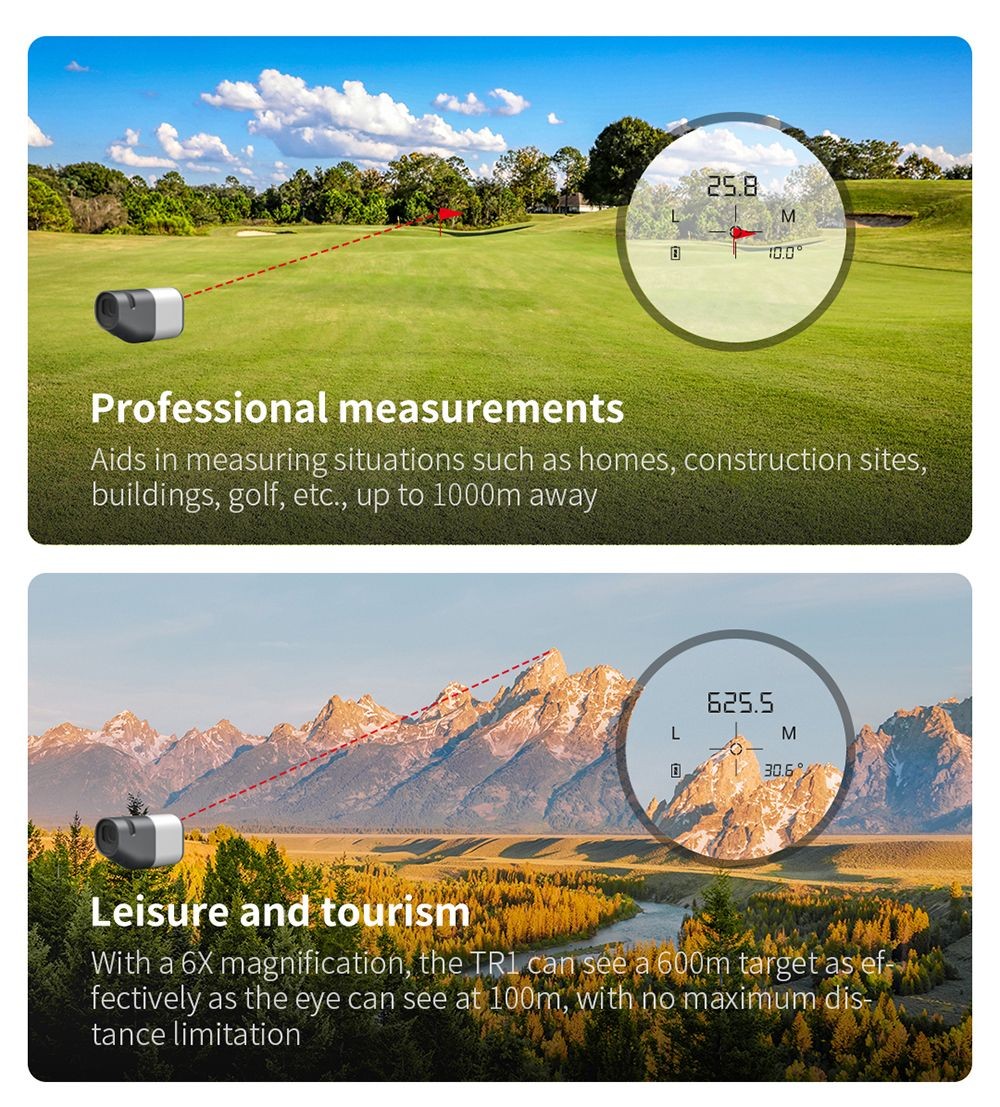 Xiaomi Duka R1 LCD Screen Sightseeing Telescope Rangefinder for Golf Sport, Hunting, Survey, Travel - 800M