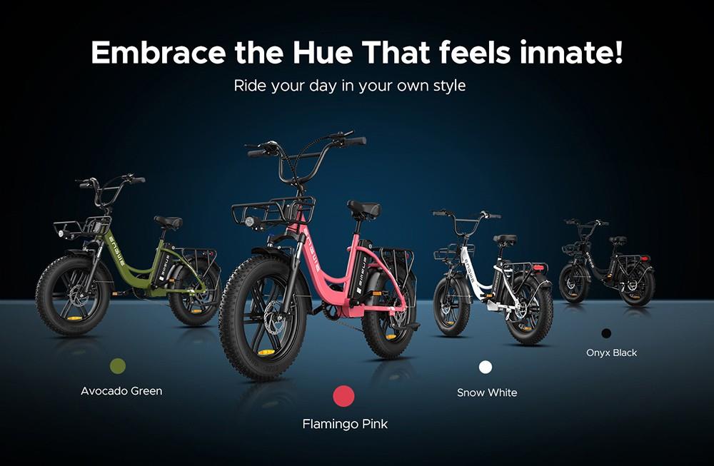 ENGWE L20 Electric Bike 20*4.0 inch Fat Tire 750W Motor 25MPH Max Speed 48V 13Ah Battery 90Miles Range Max Load 120kg Shimano 7-Speed Transmission - Green