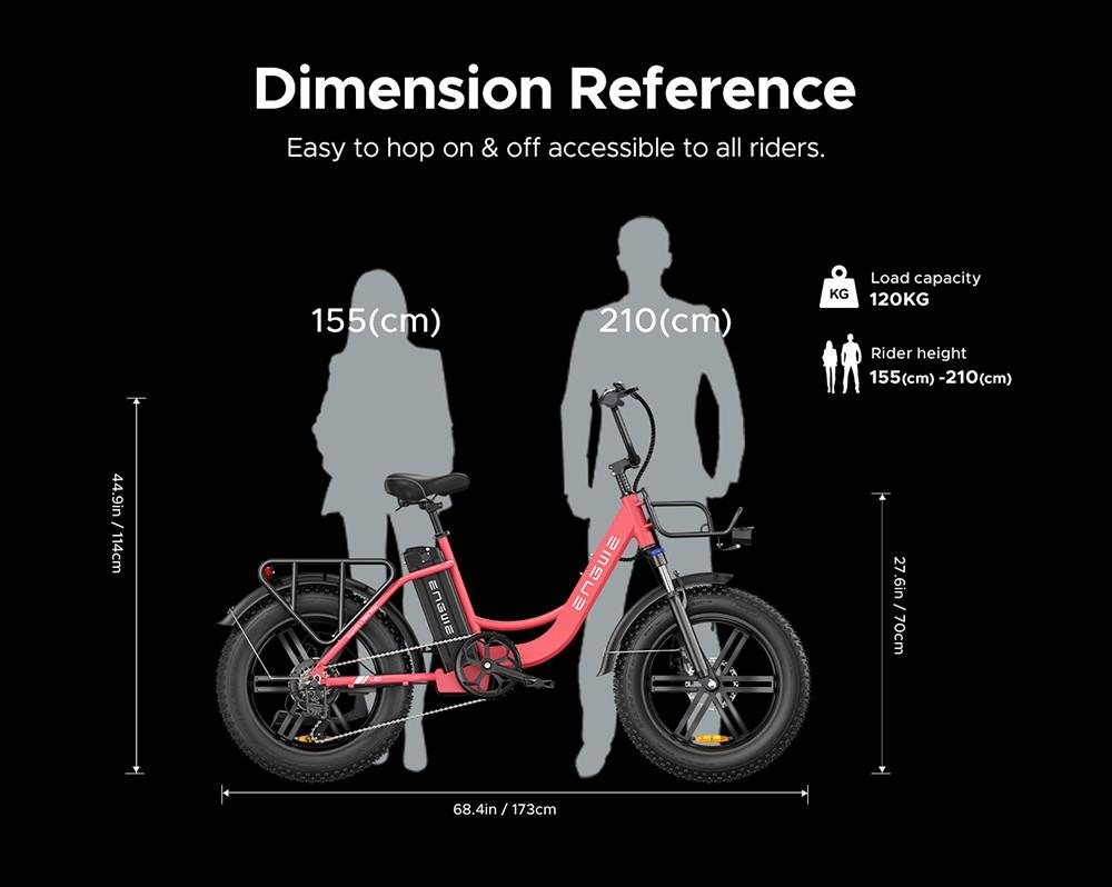 ENGWE L20 Electric Bike 20*4.0 inch Fat Tire 750W Motor 25MPH Max Speed 48V 13Ah Battery 90Miles Range Max Load 120kg Shimano 7-Speed Transmission - White