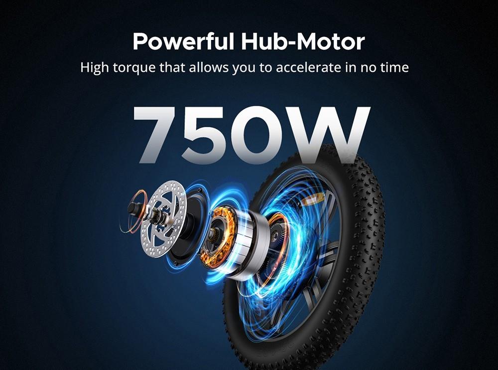 ENGWE L20 Electric Bike 20*4.0 inch Fat Tire 750W Motor 25MPH Max Speed 48V 13Ah Battery 90Miles Range Max Load 120kg Shimano 7-Speed Transmission - White