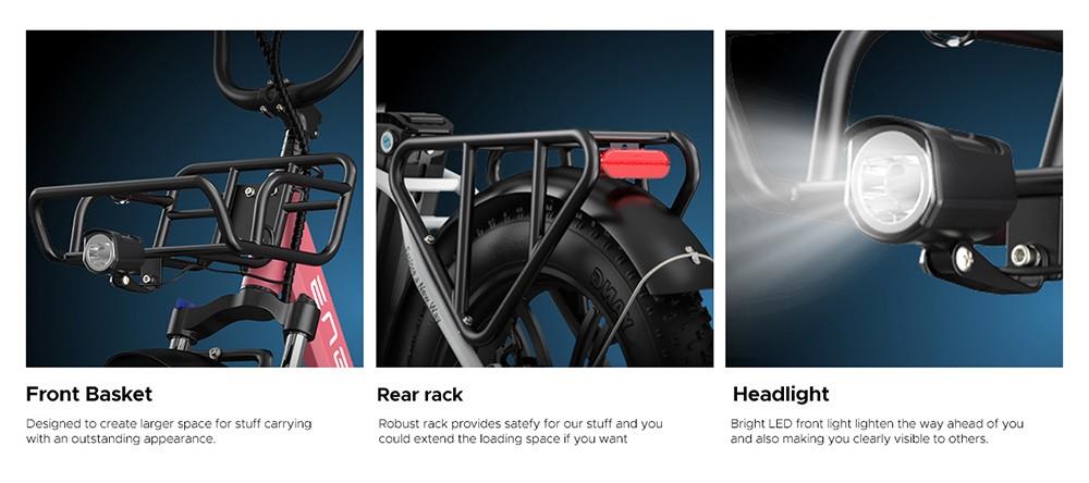 ENGWE L20 Electric Bike 20*4.0 inch Fat Tire 750W Motor 25MPH Max Speed 48V 13Ah Battery 90Miles Range Max Load 120kg Shimano 7-Speed Transmission - White