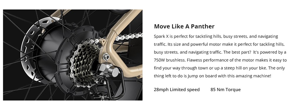 ESKUTE Spark X 26*4.0in Electric Bike 750W Motor 28mph Max Speed 48V 20Ah Battery 70 Miles Range - Blue