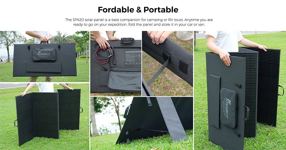 FOSSiBOT SP420 420W Portable Fordable Solar Panel, 23.4% Conversion Efficiency, IP67 Waterproof