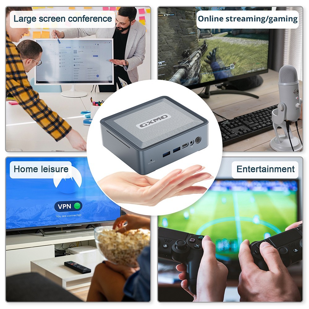 GXMO U58 mini PC AMD Ryzen 7 5800U, 16GB DDR4 512GB SSD, Windows 11 Pro, Wi-Fi 6, Bluetooth 5.2 - EU