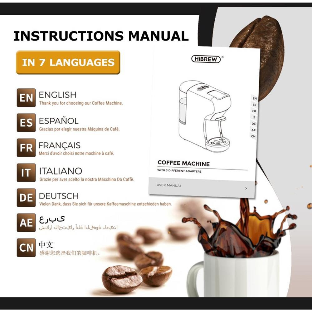 HiBREW H1A 1450W Espresso Coffee Machine, 19 Bar Extraction, Hot/Cold 4-in-1 Multiple Capsule Coffee Maker - Black