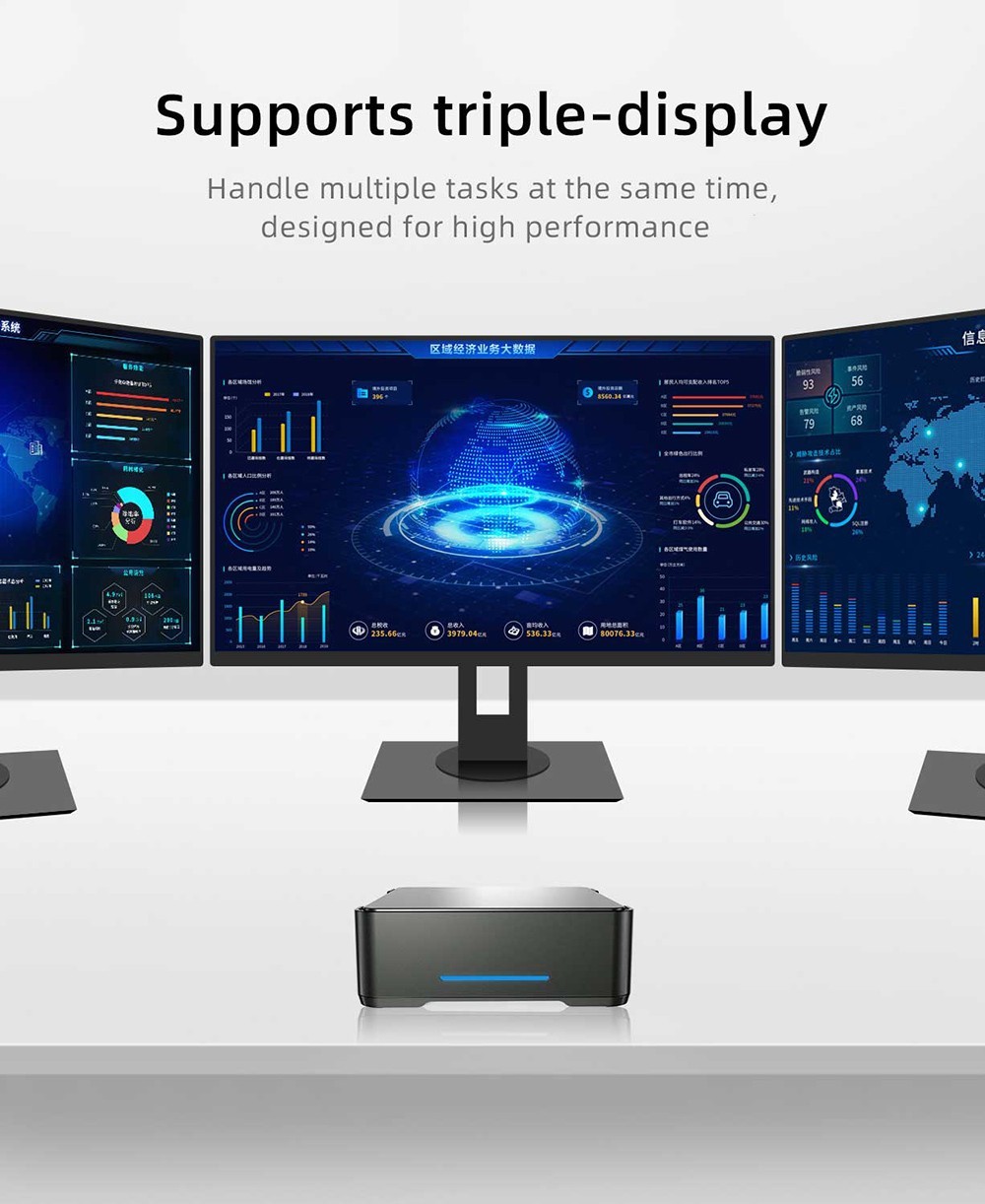 OUVIS GK3 Plus N100 Mini PC, 12th Gen Intel N100 4 Cores up to 3.4GHz, 8GB RAM 256GB ROM, 2xUSB 2.0 2xUSB 3.0 Audio, 1000Mbps LAN 2.4/5GHz Wi-Fi BT4.2, 2xHDMI VGA Triple 4K Display, Windows 11 Pro - US Plug