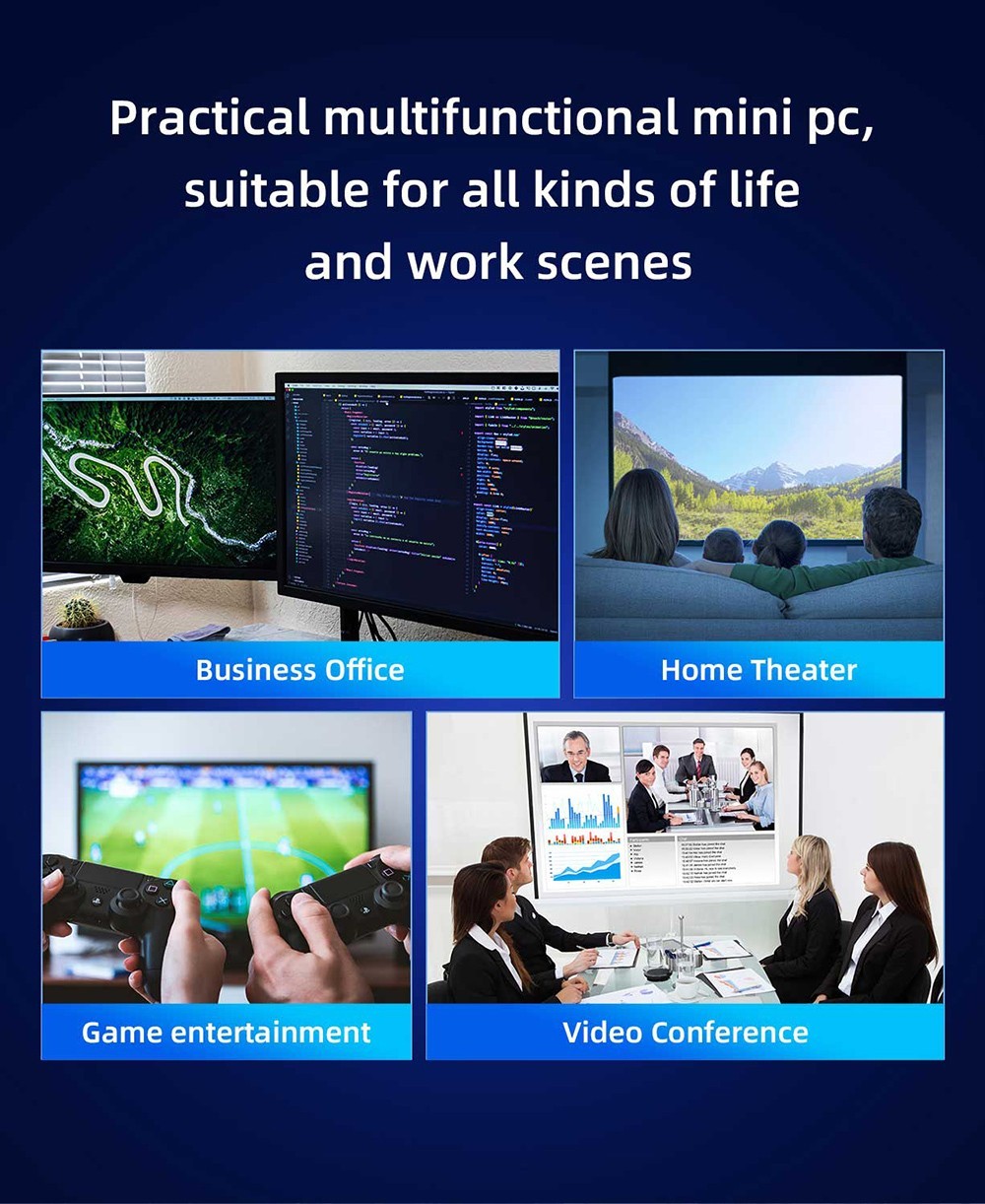 OUVIS GK3 Plus N100 Mini PC, 12th Gen Intel N100 4 Cores up to 3.4GHz, 8GB RAM 256GB ROM, 2xUSB 2.0 2xUSB 3.0 Audio, 1000Mbps LAN 2.4/5GHz Wi-Fi BT4.2, 2xHDMI VGA Triple 4K Display, Windows 11 Pro - US Plug