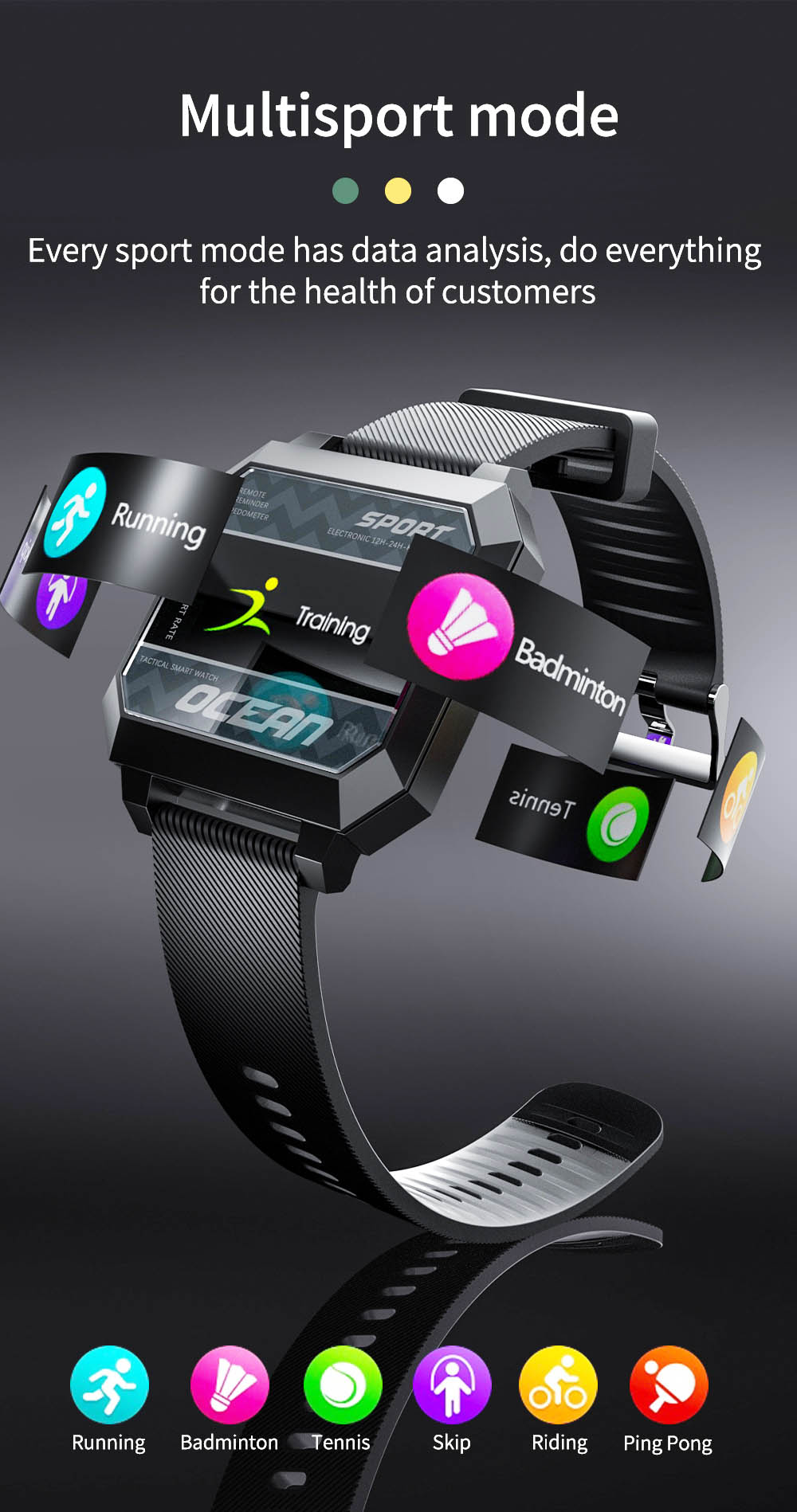 LOKMAT Ocean 2 Smartwatch Fitness Tracker - Black