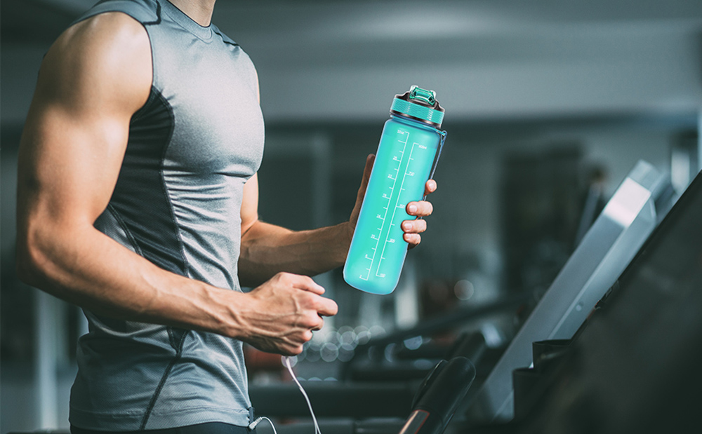 OOLACTIVE GF-1202 32oz Water Bottle with Straw Motivational Water Bottle with Time Marker - Green