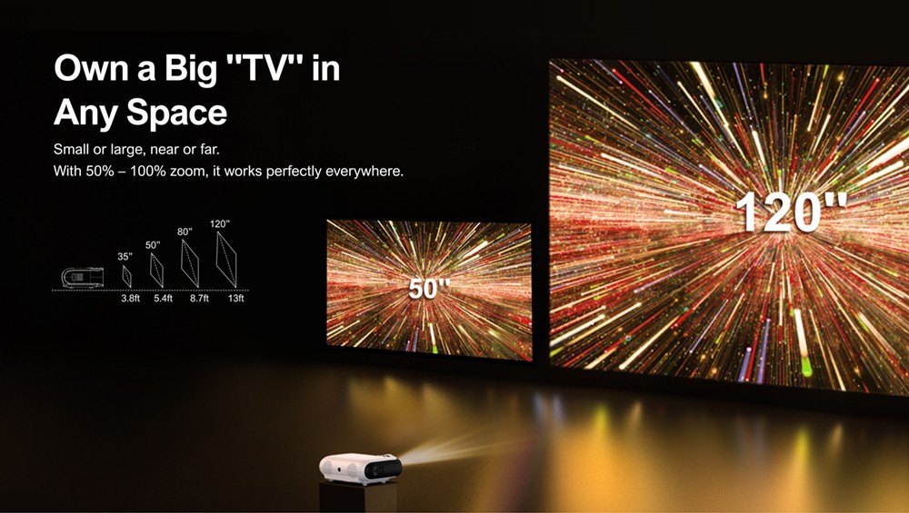 Ultimea Apollo P20 Native 1080P Projector with 300 ANSI 10000:1 Contrast Ratio Bluetooth 4.0