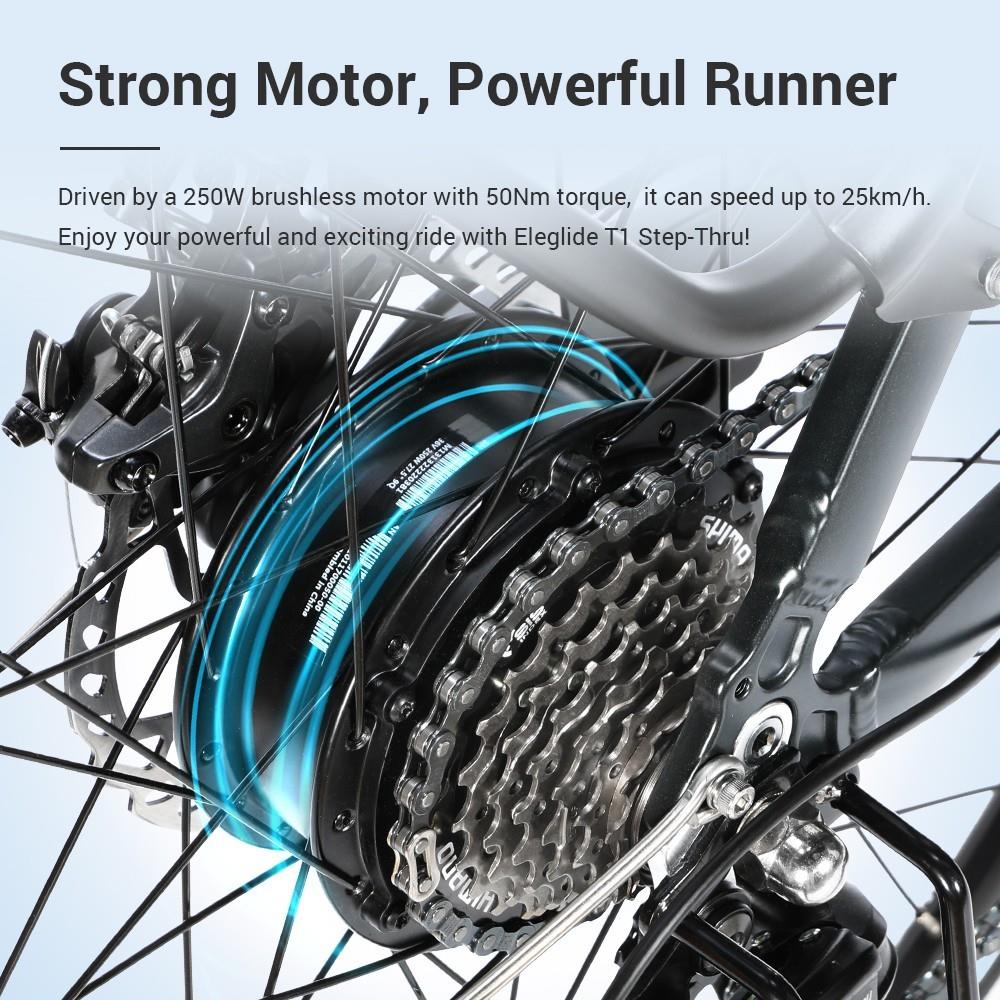 2PCS ELEGLIDE T1 STEP-THRU Electric Trekking Bike 27.5 Inch CST Tires 36V 13AH Battery 250W Brushless Motor Shimano 7 Gears Max Speed 25Km/h Max Range 100KM Max Load 120KG IPX4 Waterproof Dual Disk Brake Trekking E-Bike - Gray