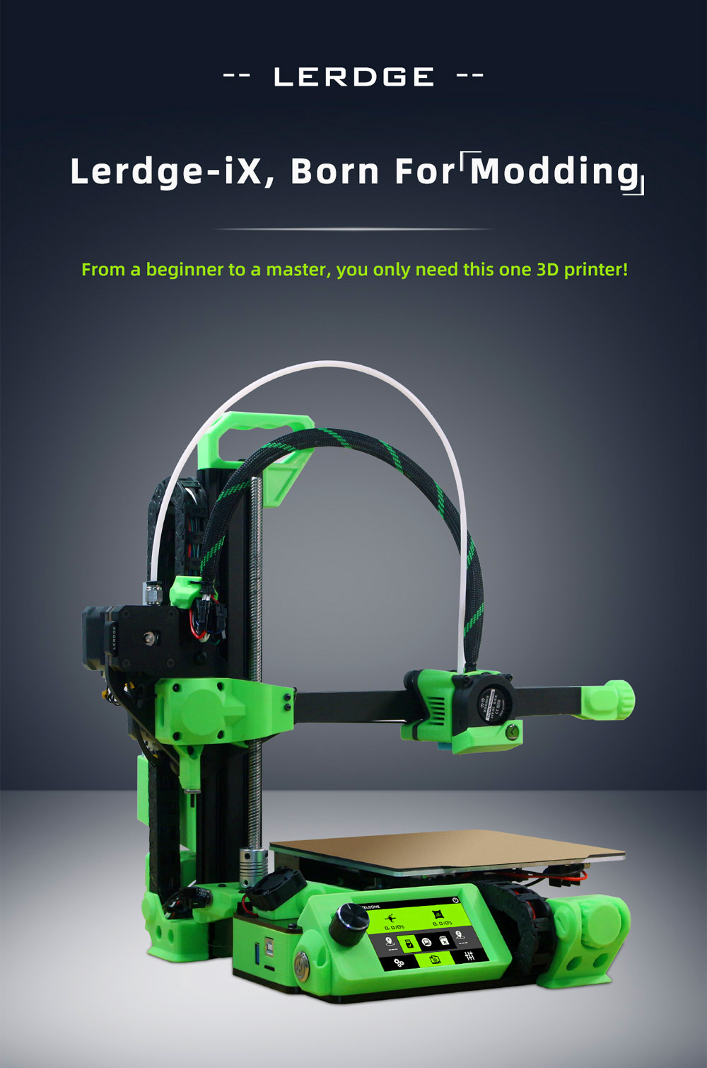 Lerdge iX 3D Printer Kit, Auto Leveling, 0.1mm Printing Accuracy, 200mm/s Printing Speed, PEI Flexible Sheet, 3.5 Inch IPS Touch Screen, TMC2226 Silent Driver, Resume Printing, Full-Metal Extruder, 180*180*180mm - Yellow