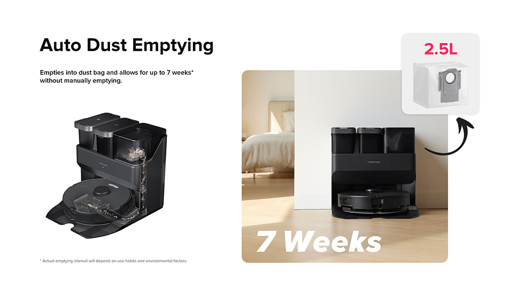 Roborock S7 Max Ultra Robot Vacuum Cleaner, 5500Pa Suction, Auto Drying, Self-Cleaning & Emptying, VibraRise Mopping, Reactive Tech Obstacle Avoidance, Fast & Off-peak Charging - Black