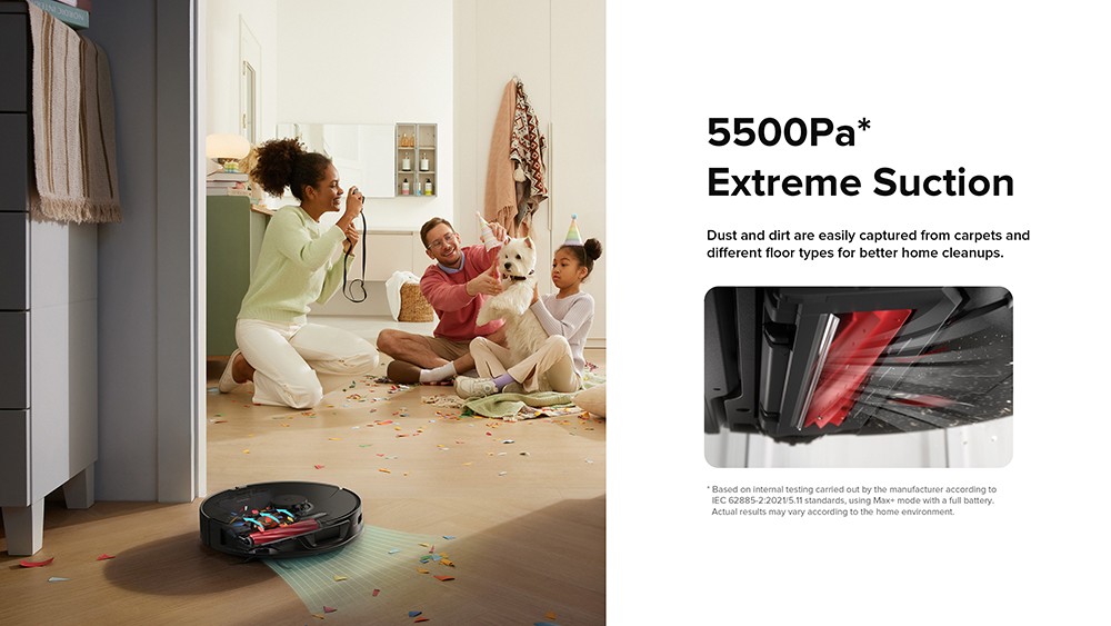 Roborock S7 Max Ultra Robot Vacuum Cleaner, 5500Pa Suction, Auto Drying, Self-Cleaning & Emptying, VibraRise Mopping, Reactive Tech Obstacle Avoidance, Fast & Off-peak Charging - Black