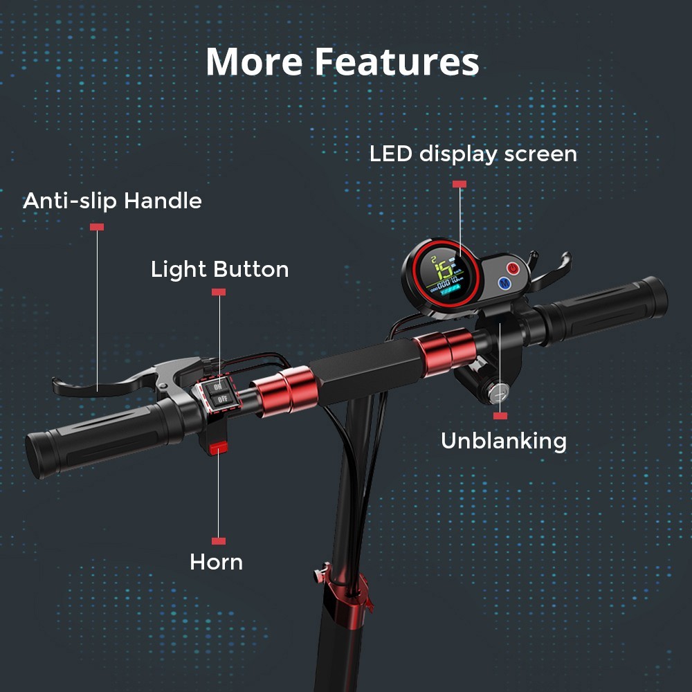 iScooter iX5 10 inch Off-road Electric Scooter 15Ah Battery 40-45km Range 1000W Motor 45km/h Max Speed 6 Shock Absorbers