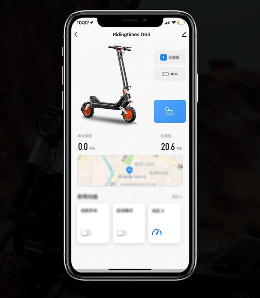 G63 Electric Scooter 1200W Single Motor 48V 15Ah Battery 50Km/h Max Speed 50KM Range 11 Inch Pneumatic Tires Tuya APP Control Removable Battery Black
