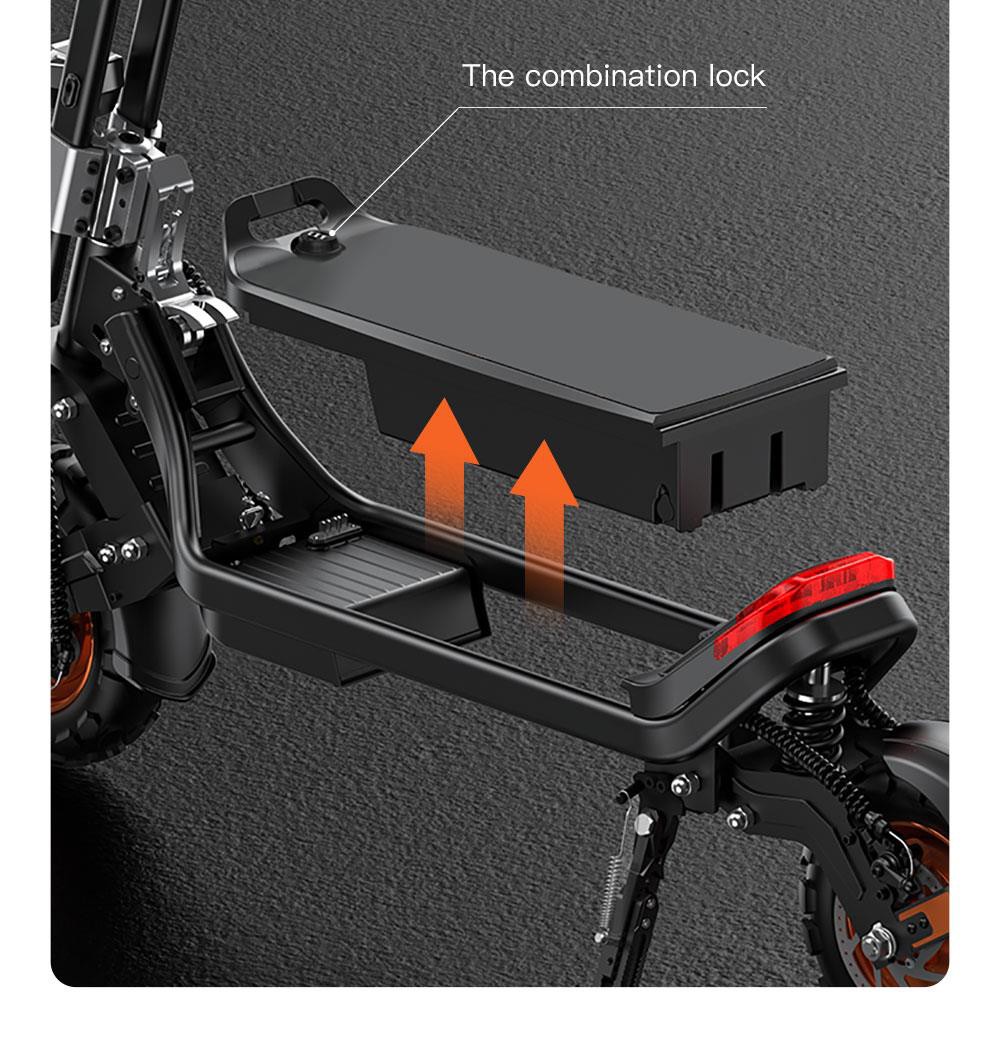 G63 Electric Scooter 11 Inch Pneumatic Off-road Tires 1200W*2 Dual Motors 48V 20Ah Battery 34.2MPH Max Speed 31Miles Range Tuya APP Control Removable Battery Black