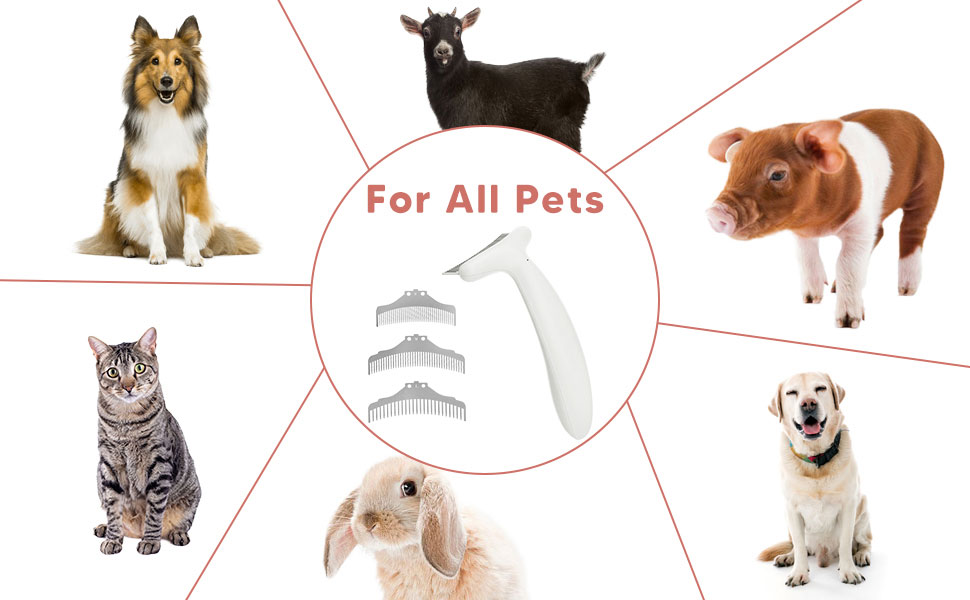 Fluffee Pet Hair Comb with 0.8mm / 1.0mm / 1.5mm Replaceable Combs
