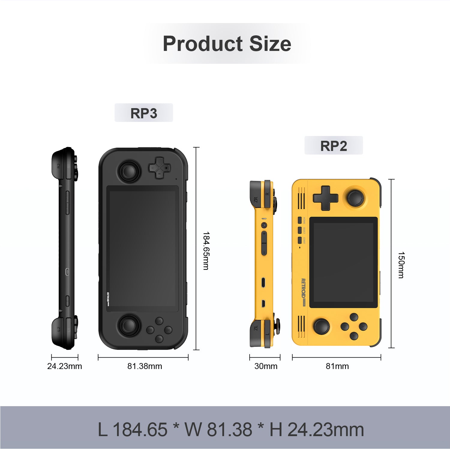 Retroid Pocket 3 Android 11 Game Console, 4.7'' IPS Touch Screen, 3GB RAM 32GB eMMC, WiFi Bluetooth - Yellow