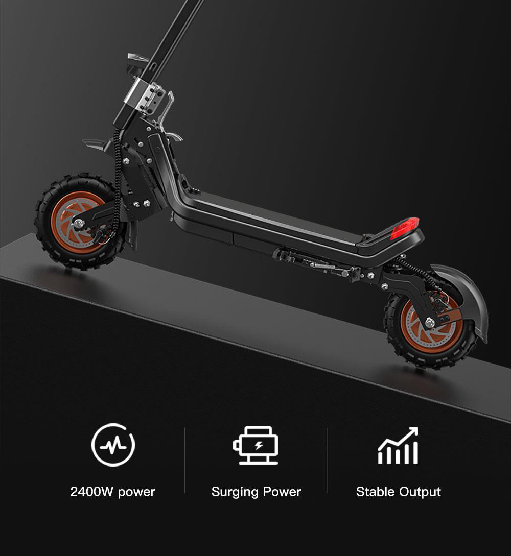 G63 Electric Scooter 11 Inch Pneumatic Off-road Tires 1200W*2 Dual Motors 48V 20Ah Battery 34.2MPH Max Speed 31Miles Range Tuya APP Control Removable Battery Black