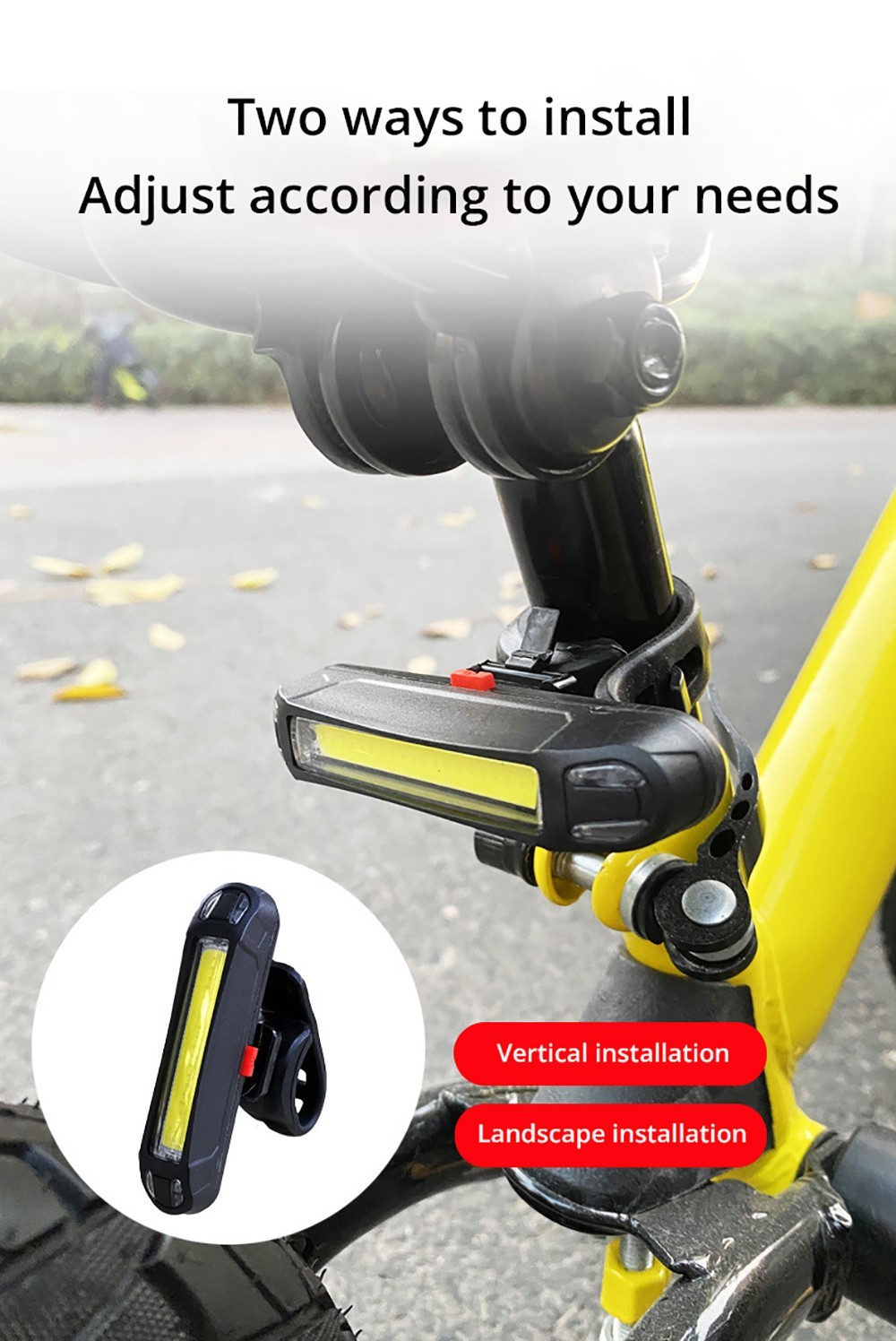 Bike Taillight 5 Lighting Modes USB Charging - Red & White