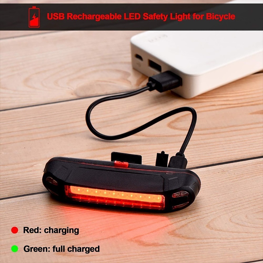 Bike Taillight 5 Lighting Modes USB Charging - Red & White